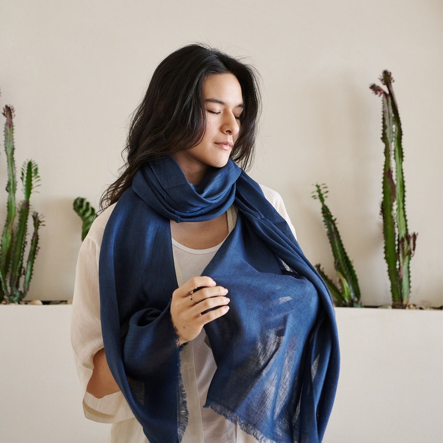 Hand Woven Linen Silk Blend Scarf