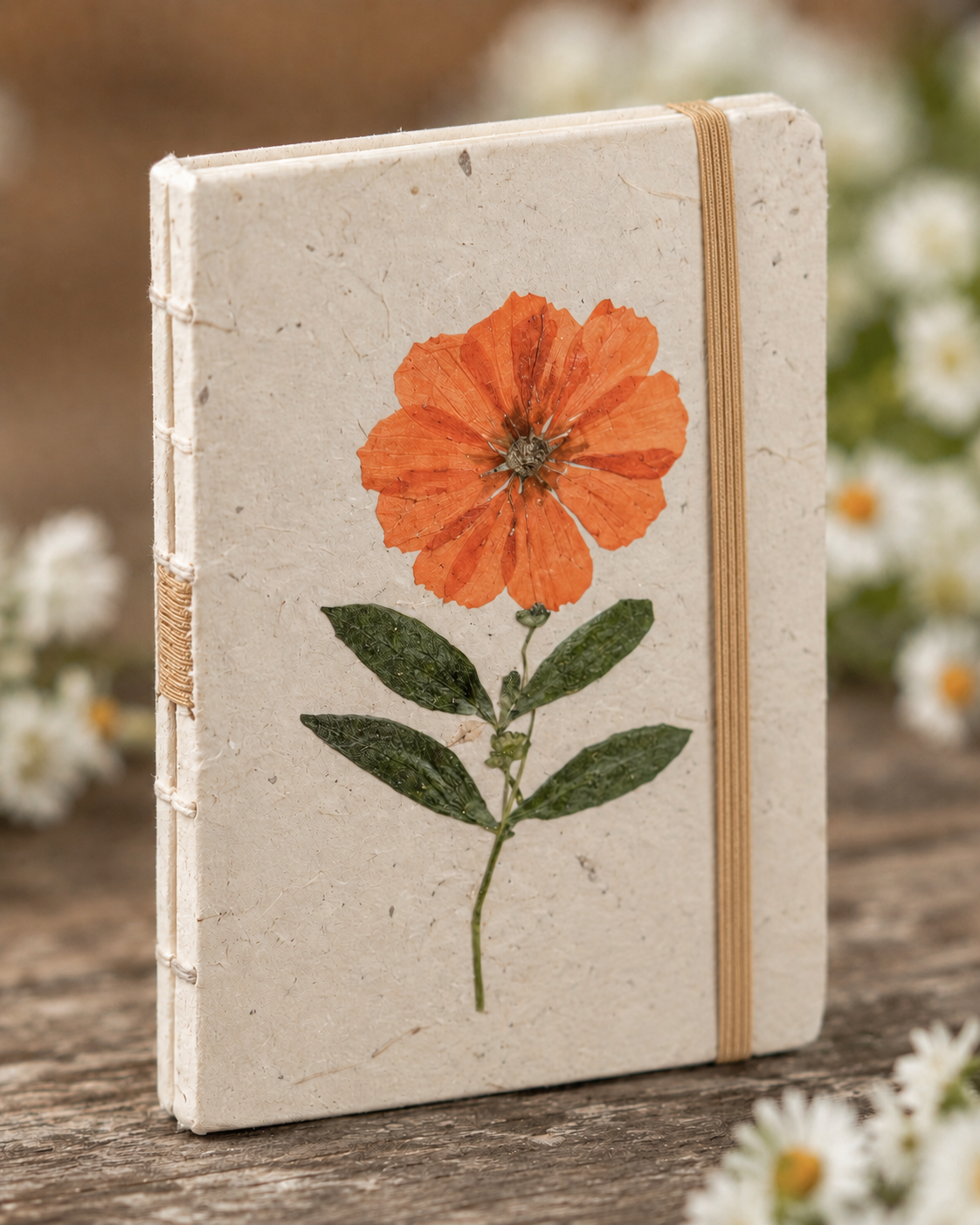 Handcrafted Journal with Pressed Flowers 4x6