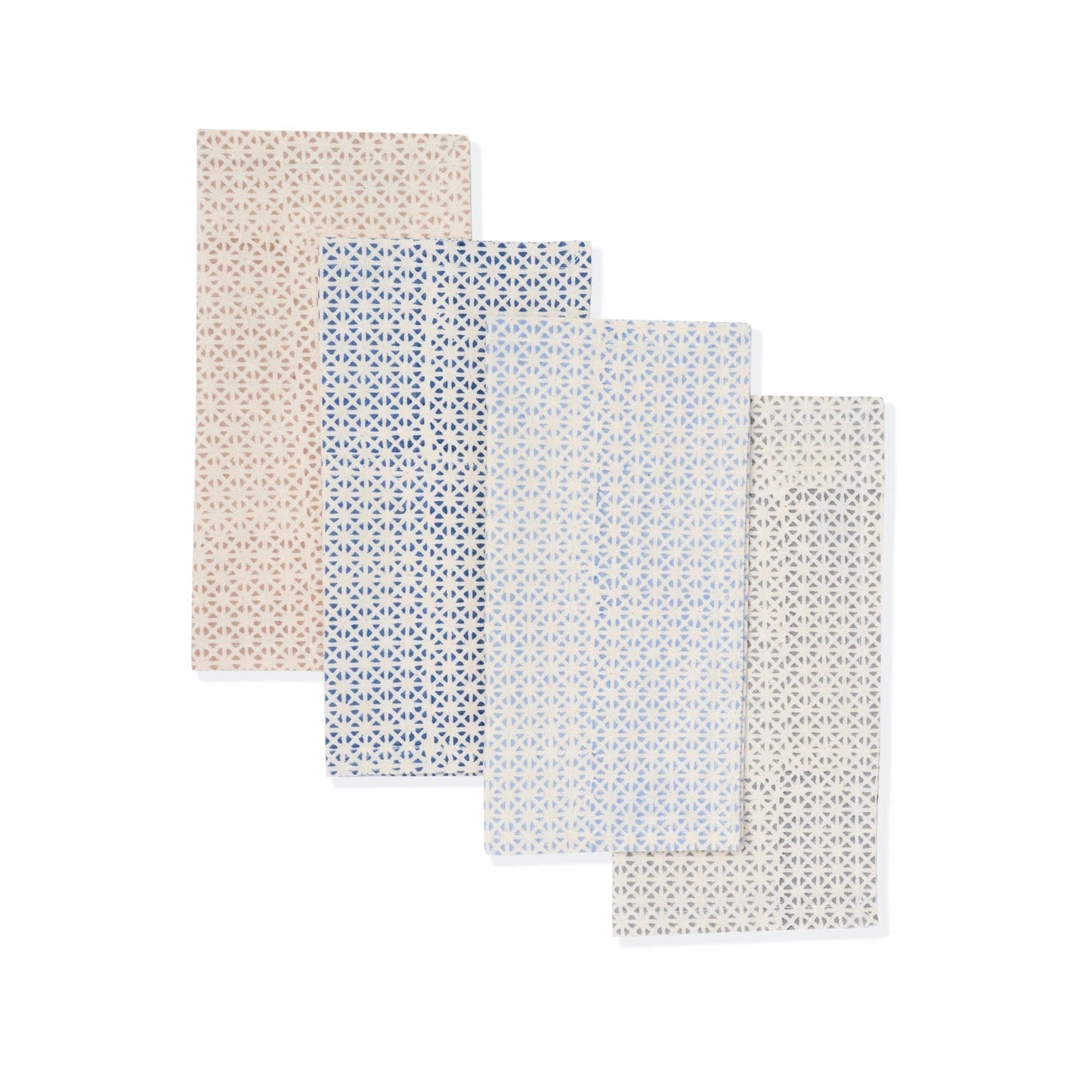 Hand Block Printed Cotton Napkins, Set of 4 | 9"x9" | Fair Trade | Impressions