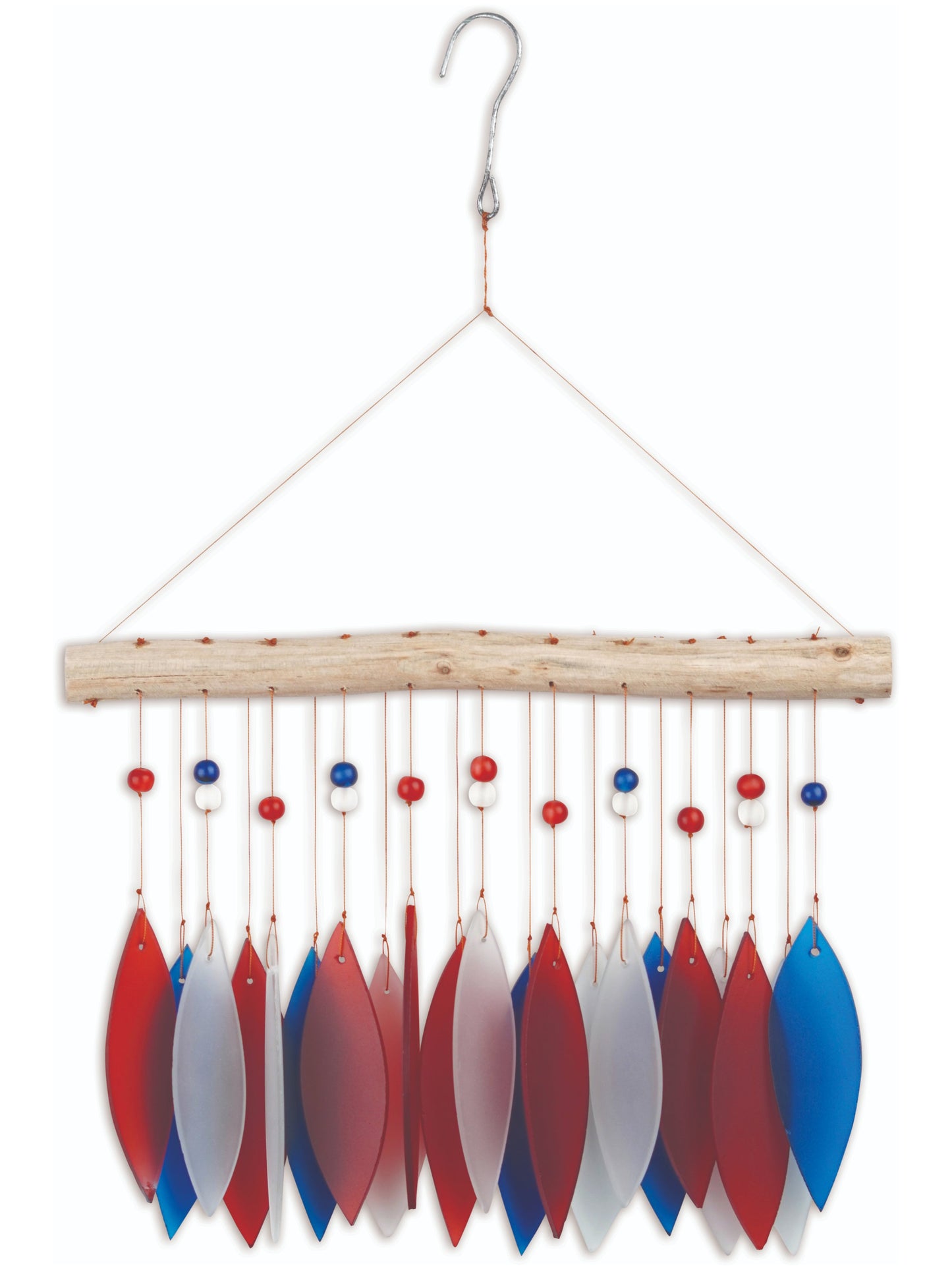 Patriotic Feather Sea Glass Wind Chime