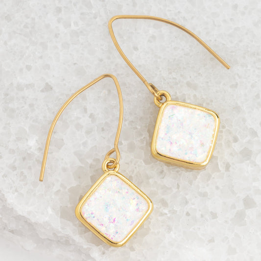 Beautiful gold and opal earrings, quality gold earrings for women, elegant women's earrings