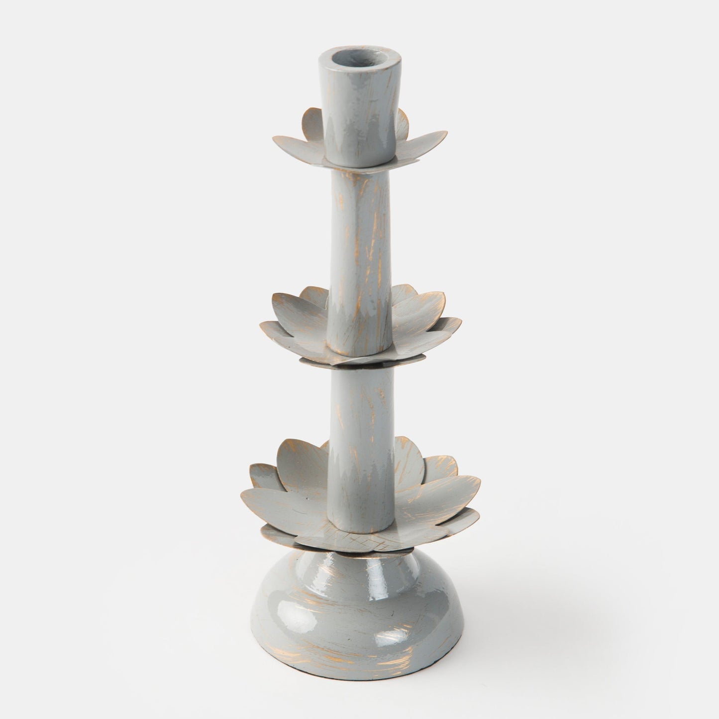 Lotus Bloom Tapered Aluminum Candleholder