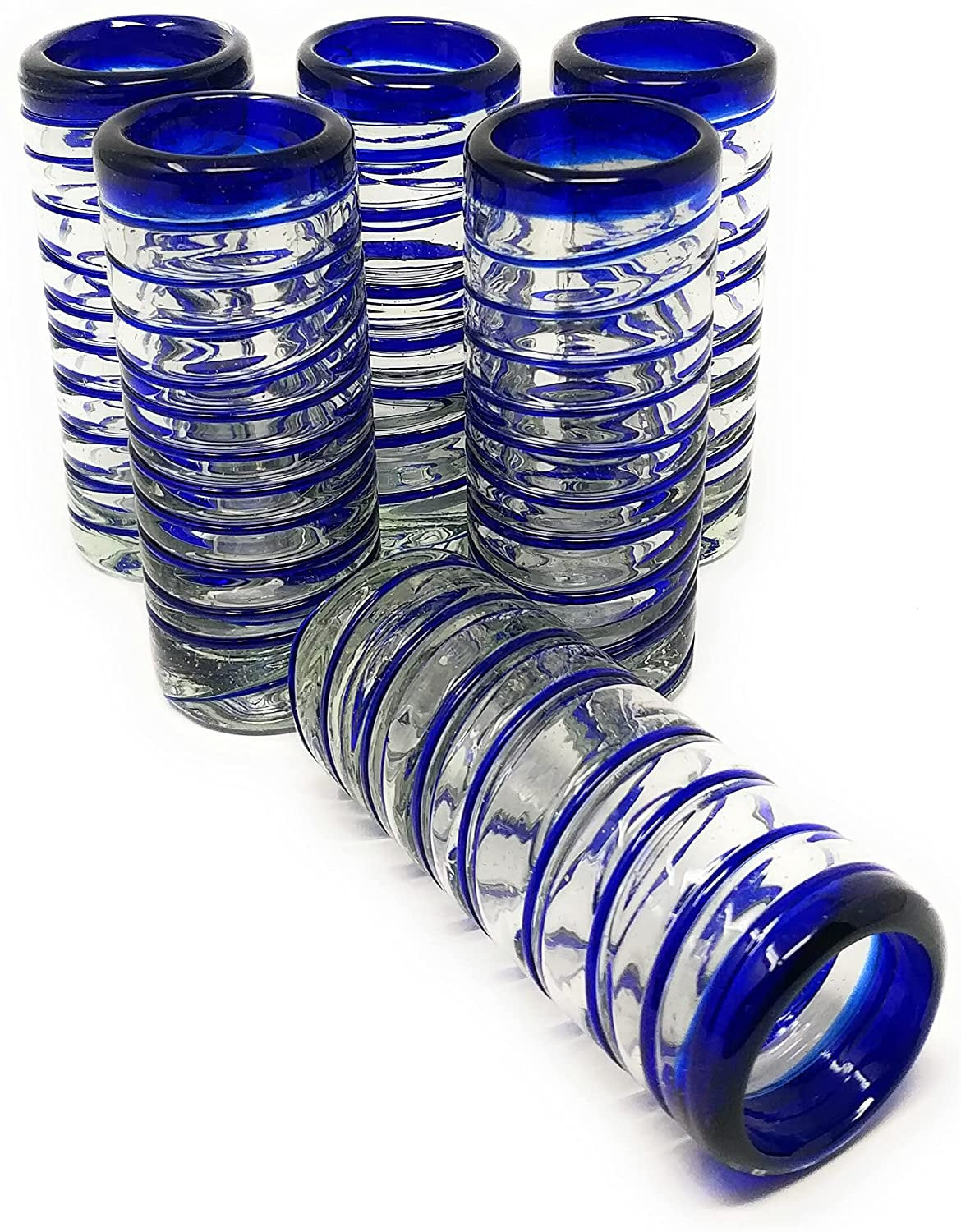 Cobalt Blue Spiral Tequila Shot Glasses - Set of 6