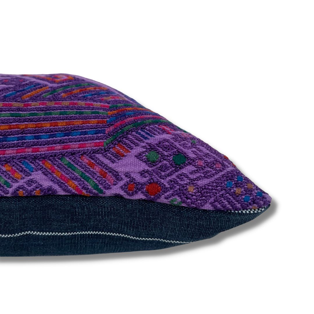 Embroidered Huipil & Handwoven Corte Throw Pillow Cover