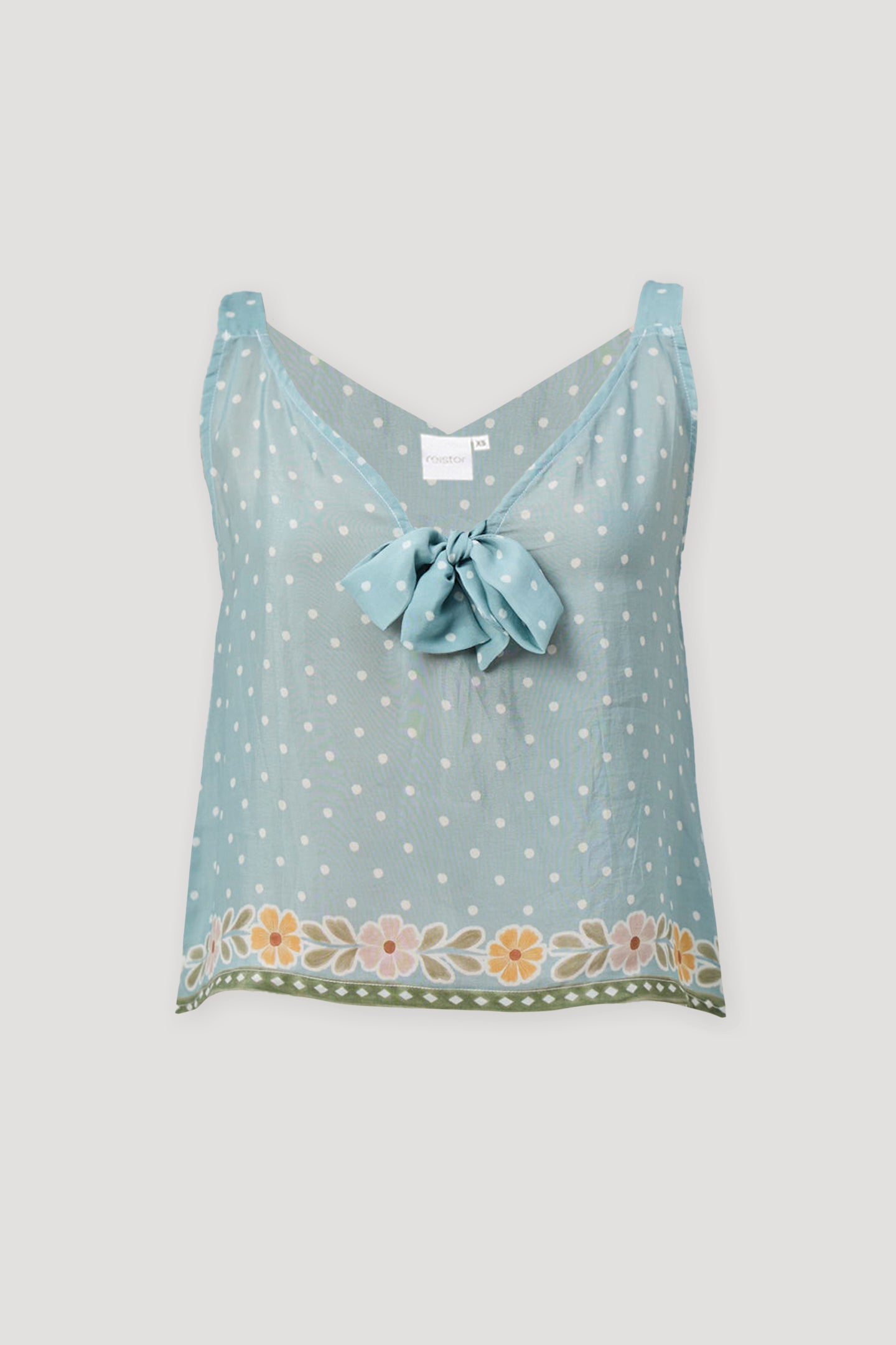 Deep V-Neck Polka Dot Top with Bow Detail