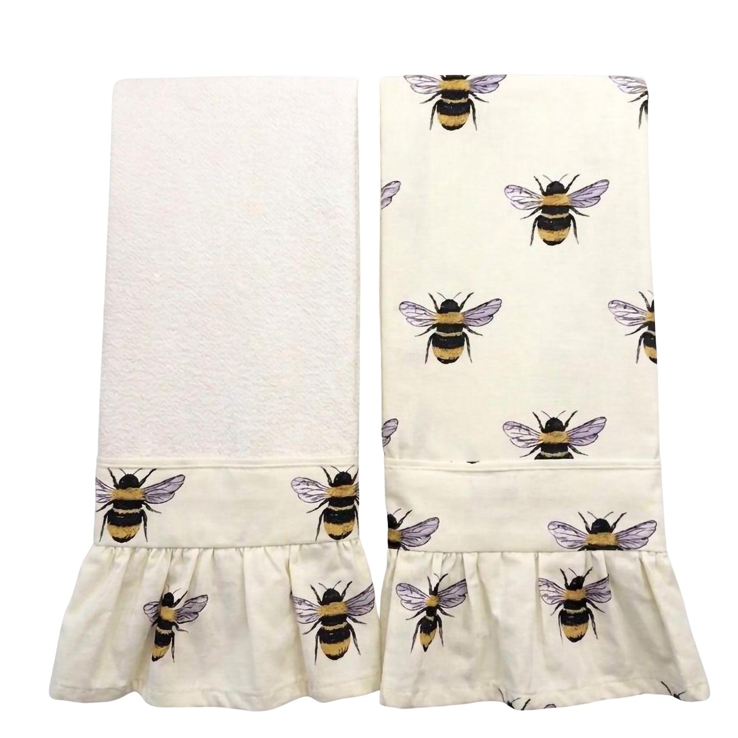 Honey Bee Ruffled Kitchen Towels (Set of 2)