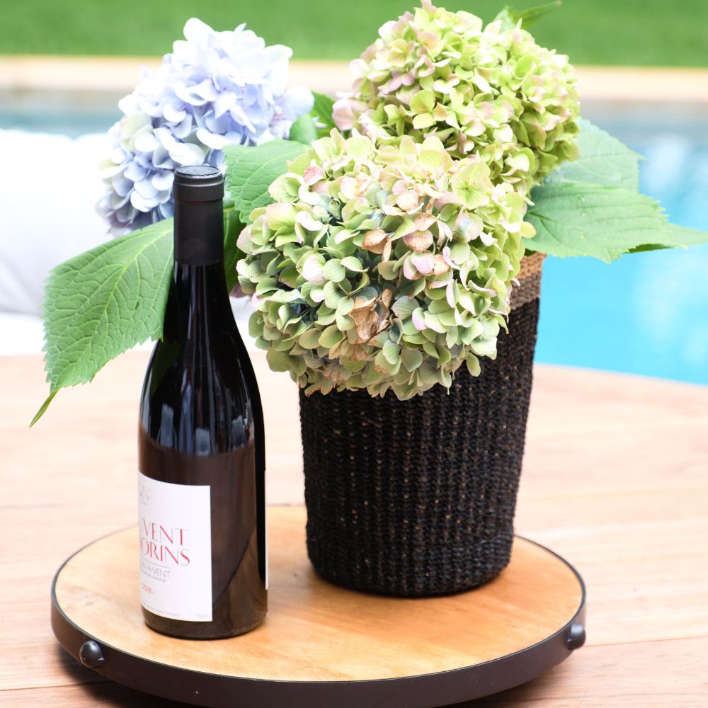 Black Woven Basket Vase