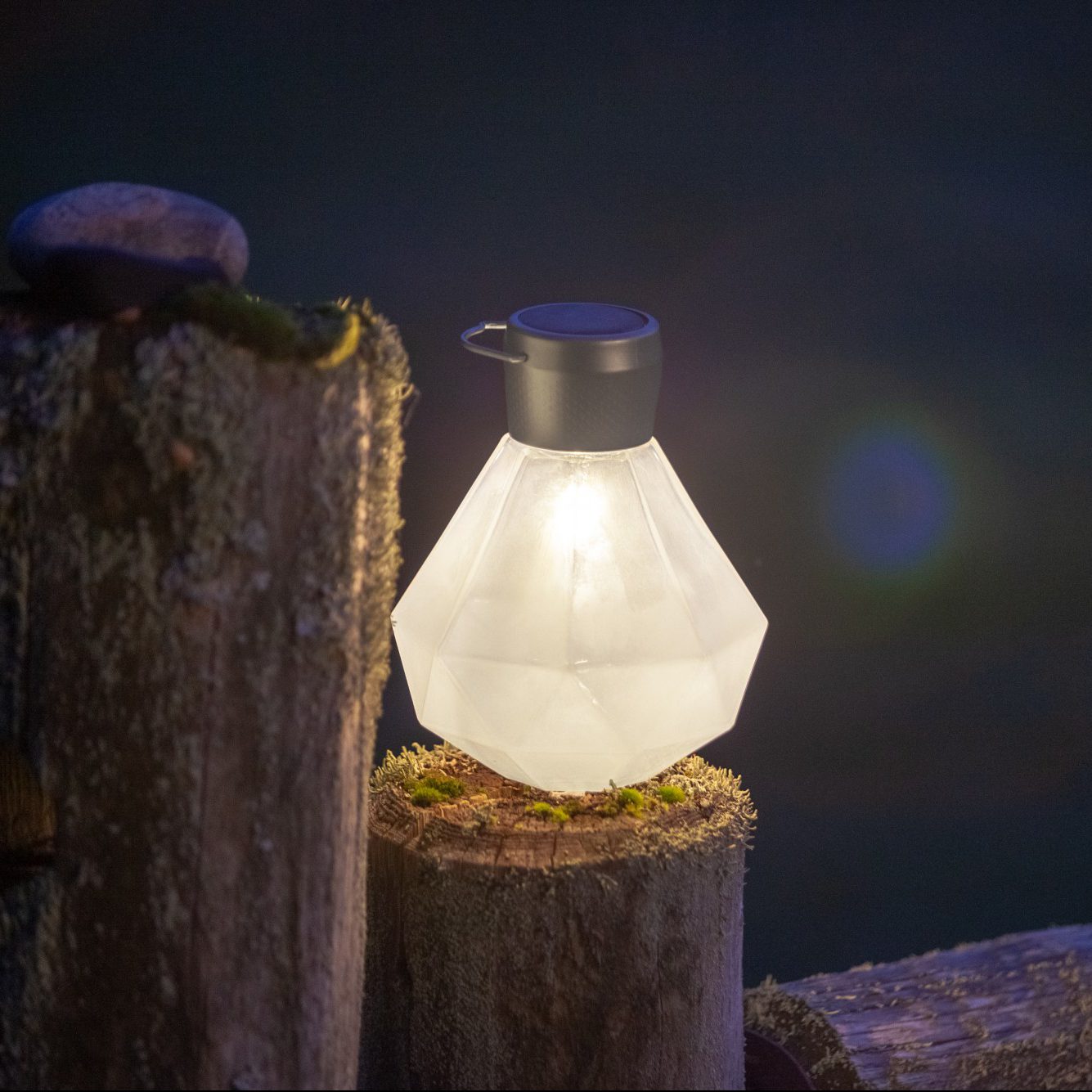 Gem Solar Lantern 6.75" Handblown Glass