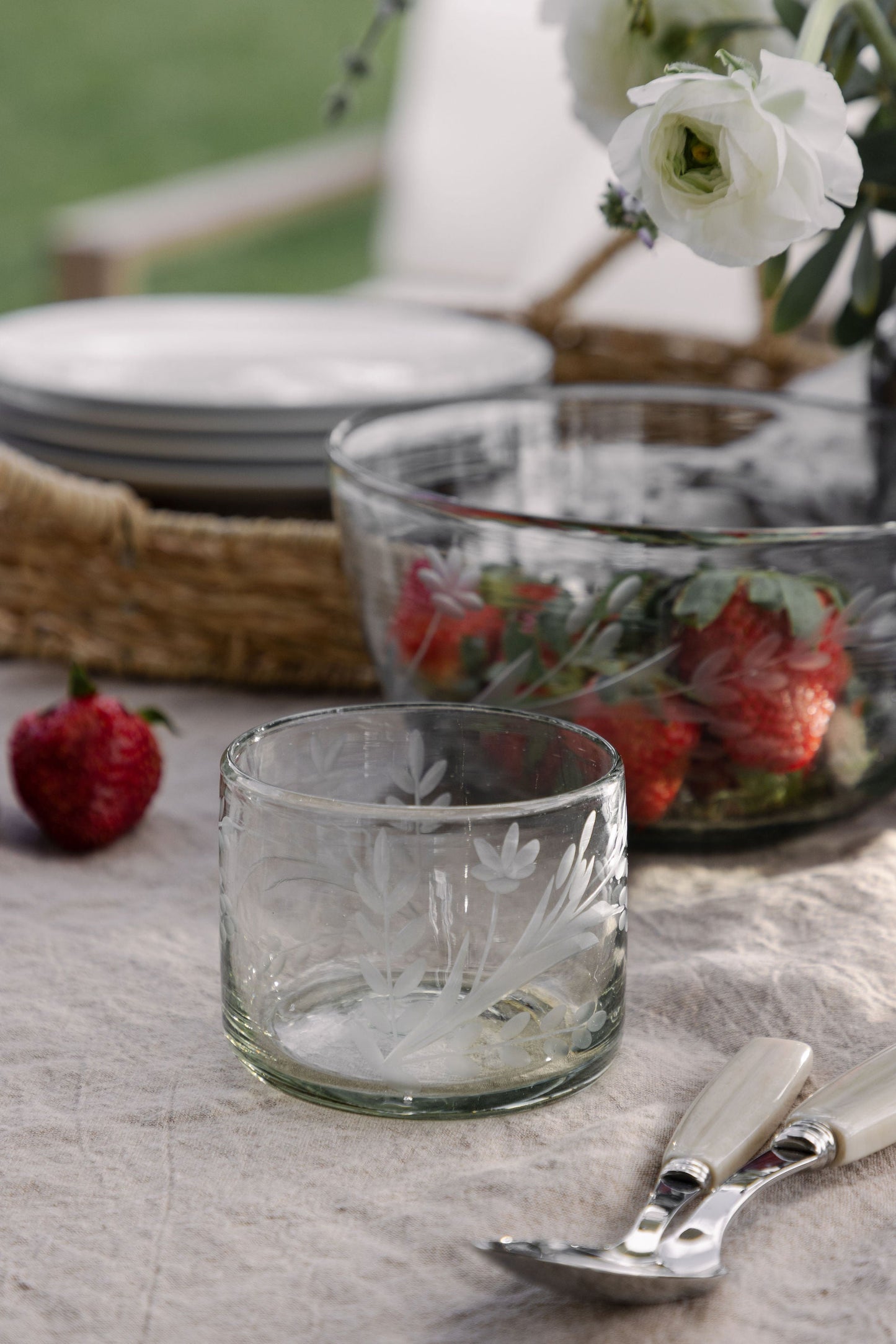 Hand-etched Short Glass