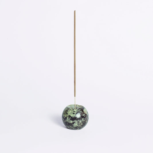 Gemstone sphere incense holder- Serpentine Green