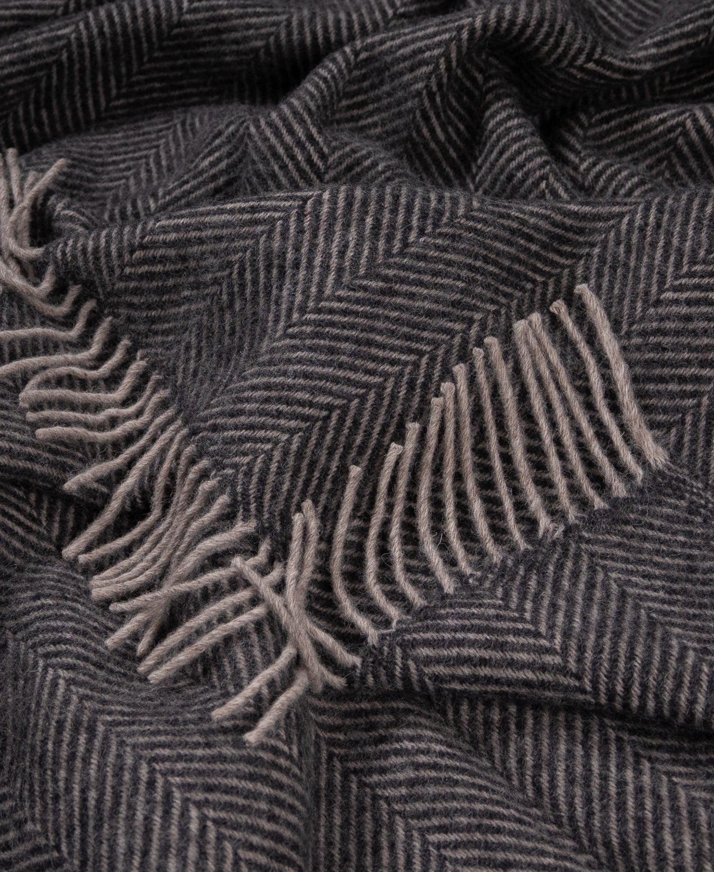 Highland Tweeds Herringbone  Pure New Wool Throw - Charcoal