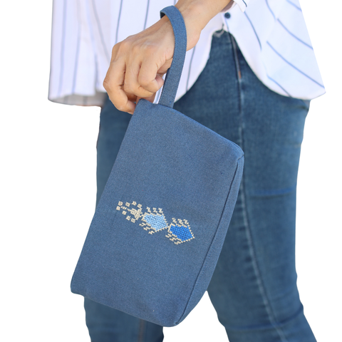 Cypress Tatreez Pouch - Blue