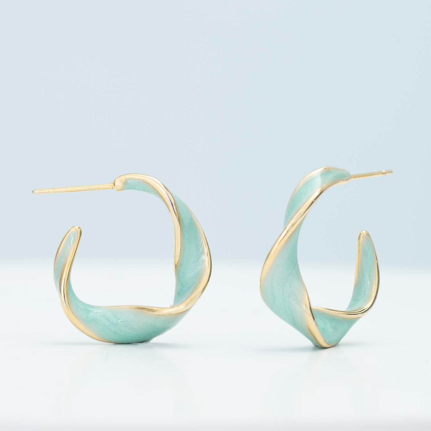 Green and gold hoops, women's gold earrings, mint hoops, special Christmas presents, earrings, jewelry company
