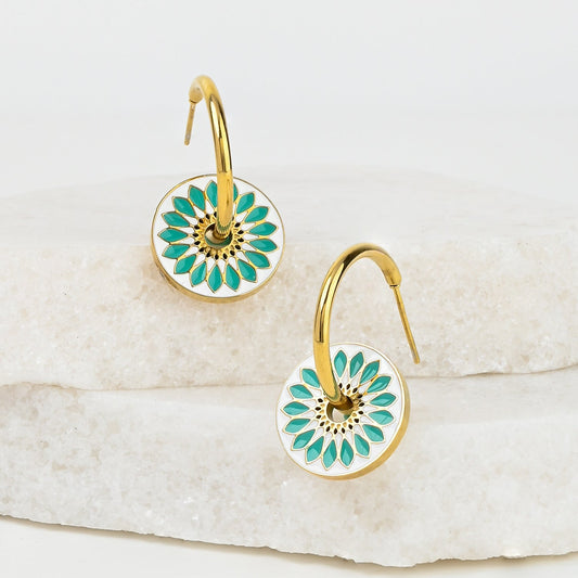 Dawn of Hope Enamel Earrings in Mint Green