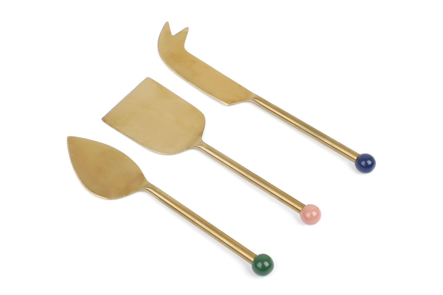 S/3 Brass Finish Cheese Knife Set