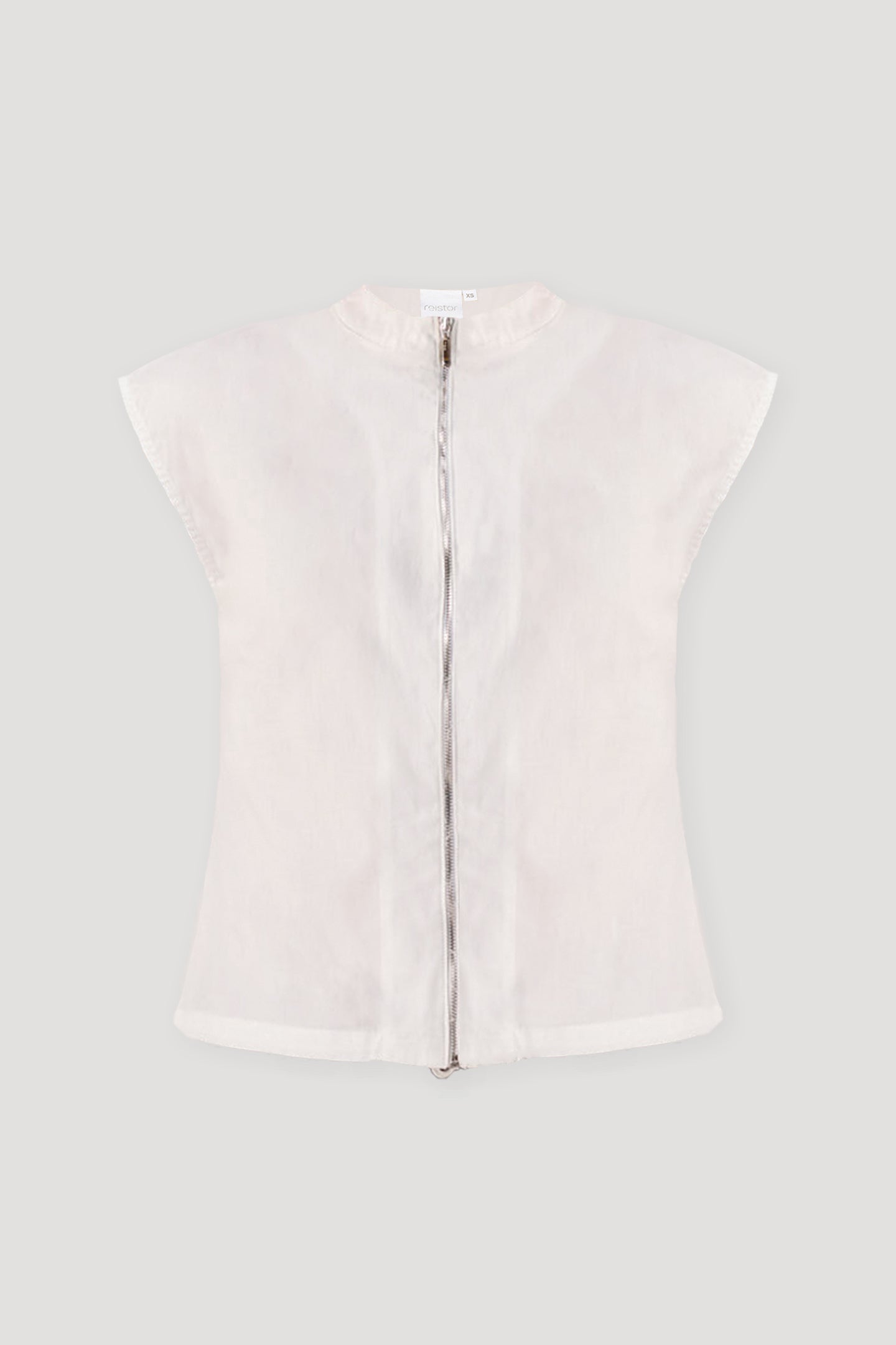 Front Zip Top in White