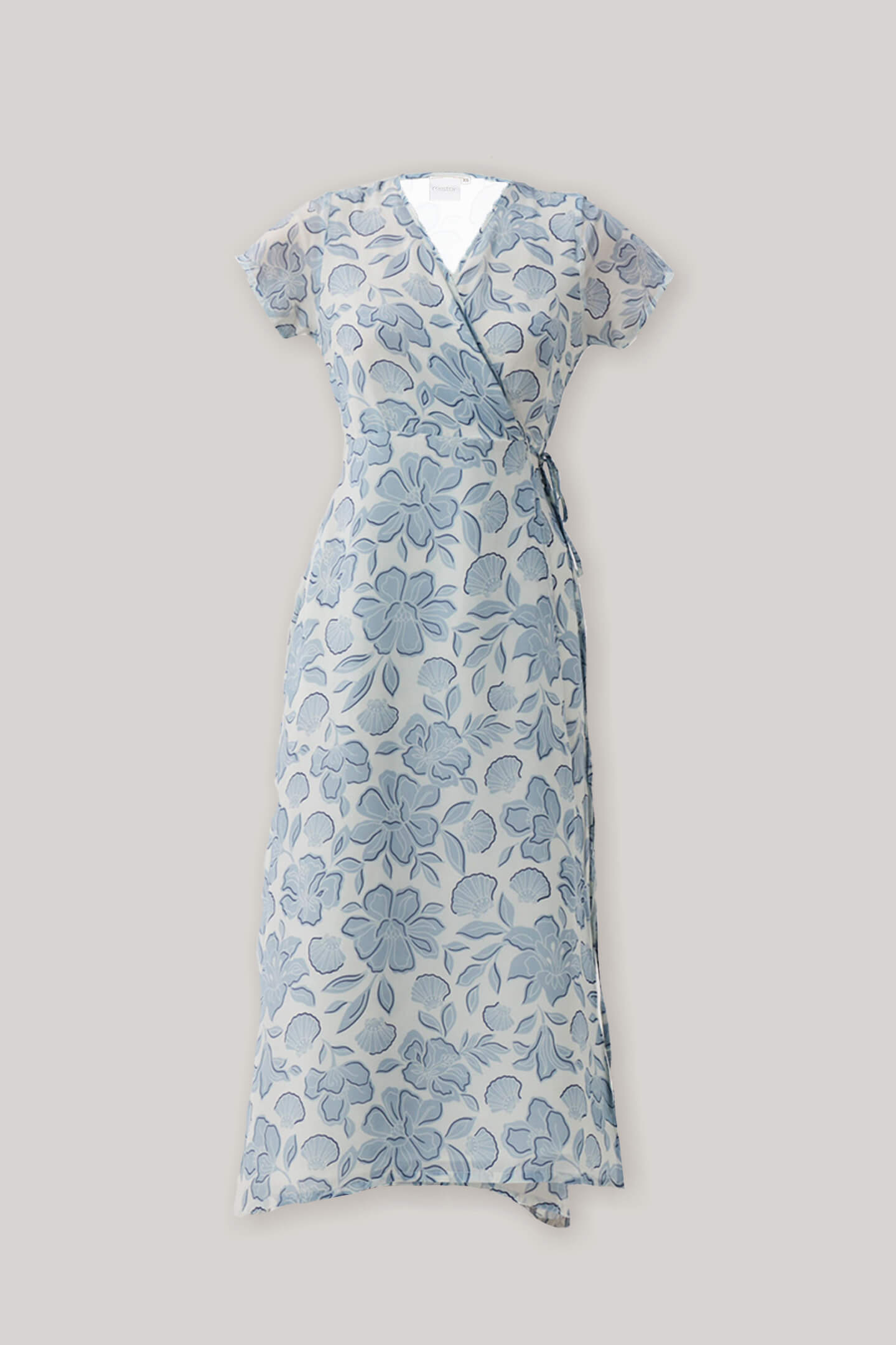 Maxi Wrap Dress in Soft Blue Florals