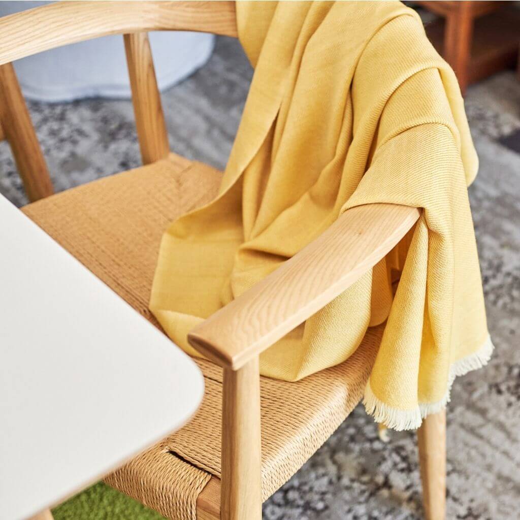 Dandelion Yellow Handloom Merino Light Weight Throw