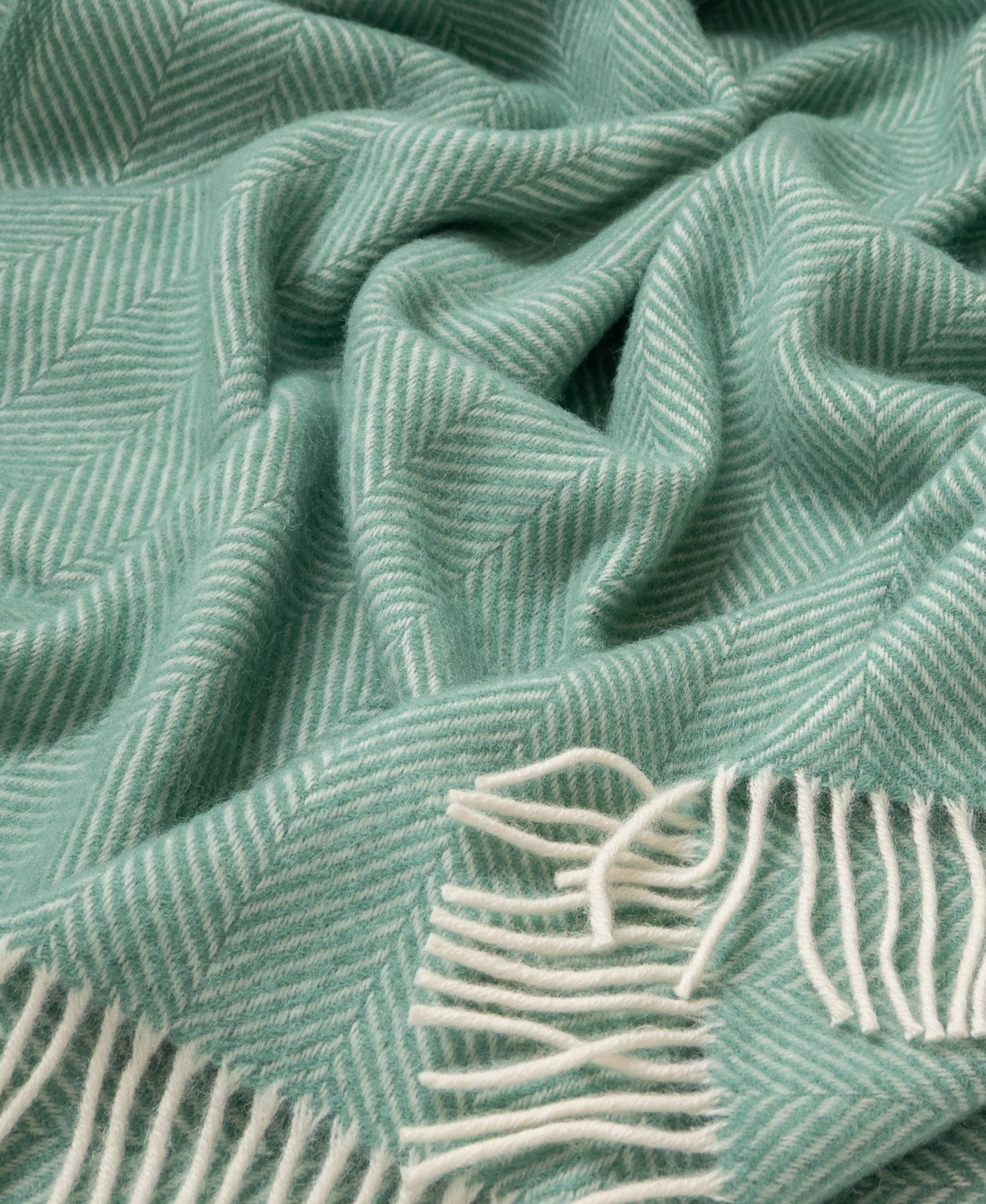 Highland Tweeds Herringbone Pure New Wool Throw - Mint