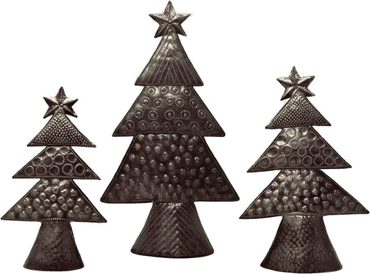 Metal Christmas Trees, Set of 3, Holiday Table Decor 11", 8.5", 7"