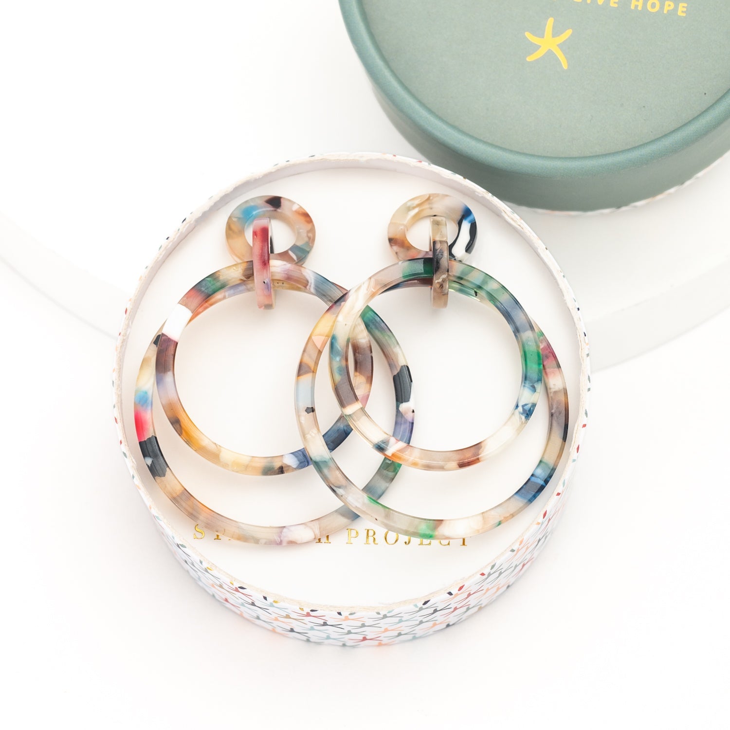 Starfish Project large colorful hoop earrings for women, women's fair trade jewelry, high end jewelry company