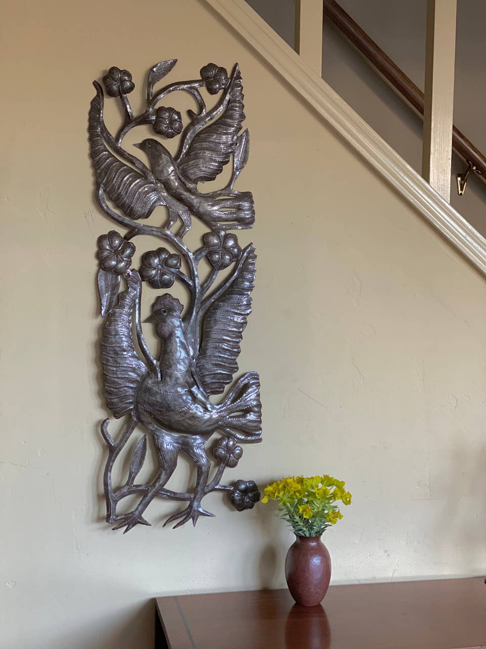 Rise and Shine Rooster Haiti Metal Wall Art 11.25" X 31"