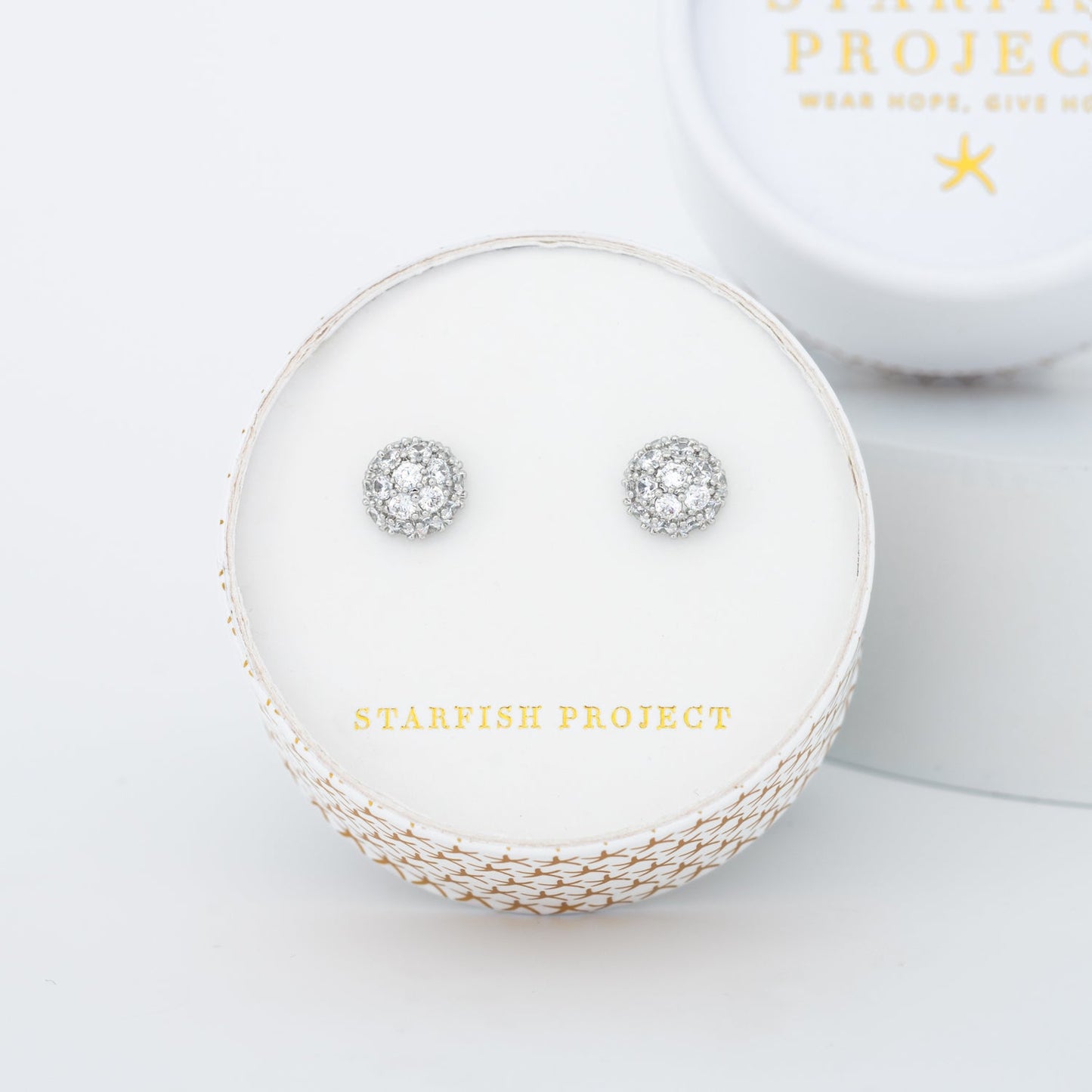 Earring jewelry box, sparkling silver studs, studs for women, silver earrings for brides, fair trade gifting companies