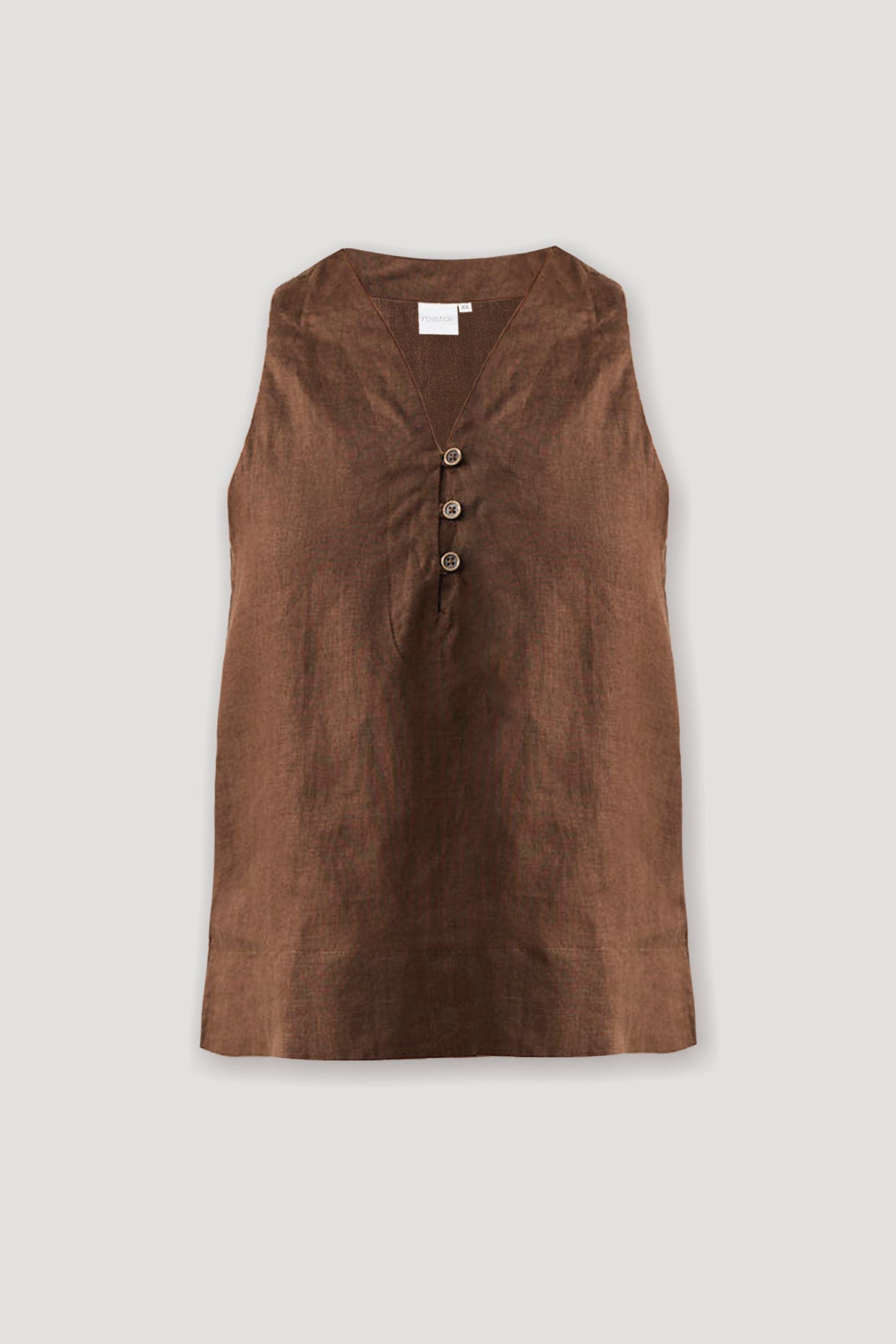 The Button Neck Top in Brown