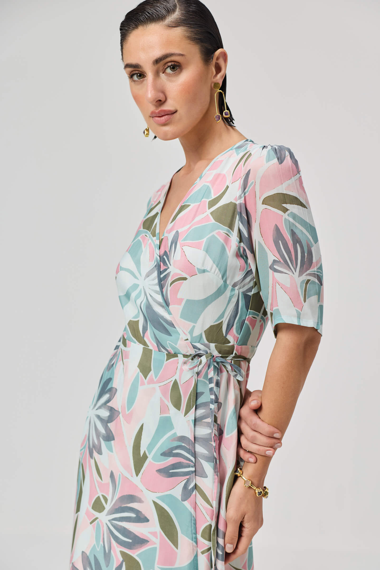 Maxi Wrap Dress in Multi Florals