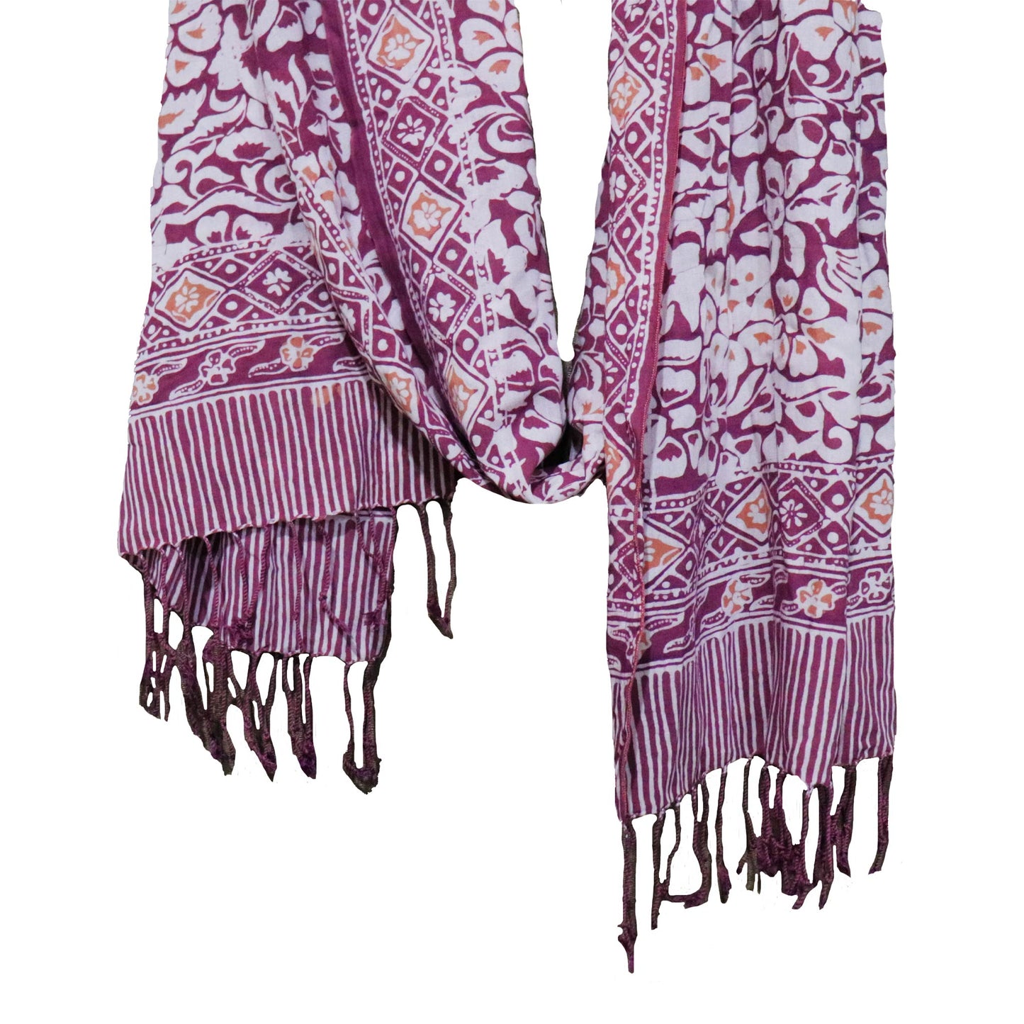Hand Dyed Batik Scarf - Soft Cotton - Plum Haze, Purple