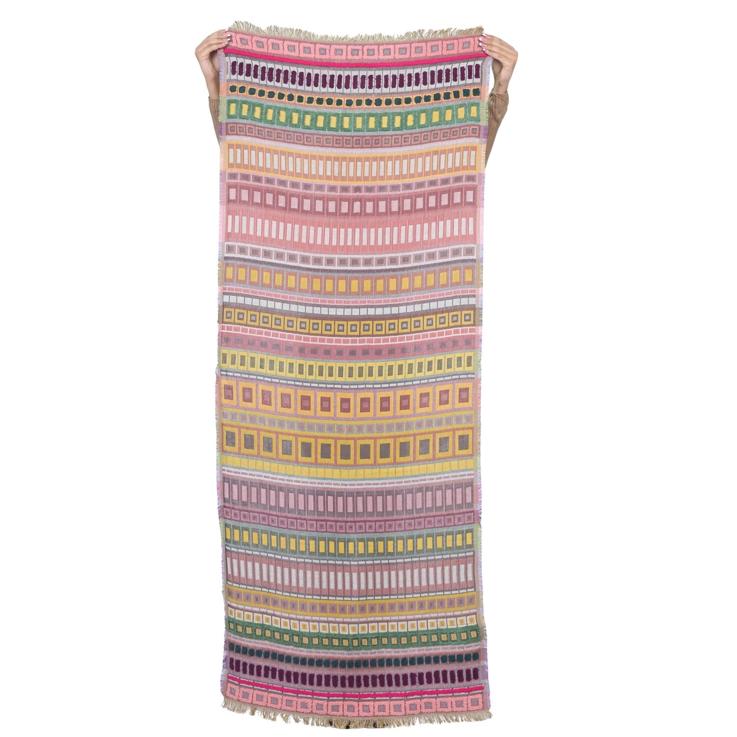 City Lines Stripe Embroidered Scarf - Moss Green