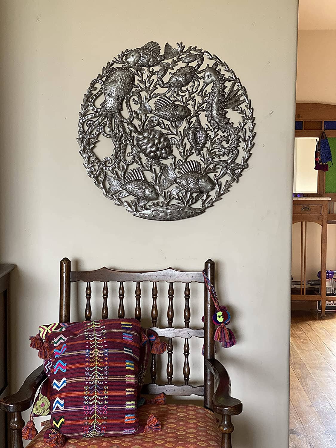 23" Sea Life Beach Theme, Haitian Metal, Fair Trade Recycled