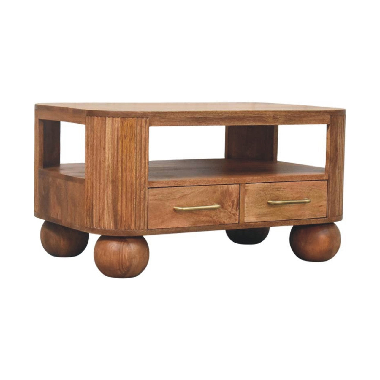 Solid Wood Briarwood Fluted Coffee Table