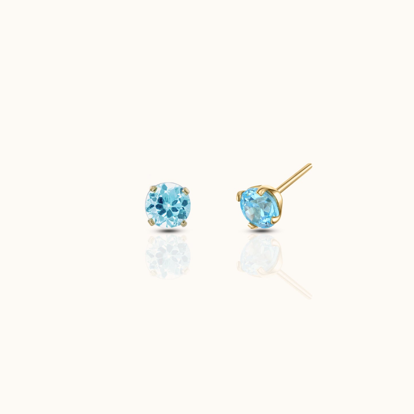14K Solid Gold 2mm Aquamarine CZ Threadless Labret Flat Back Earring