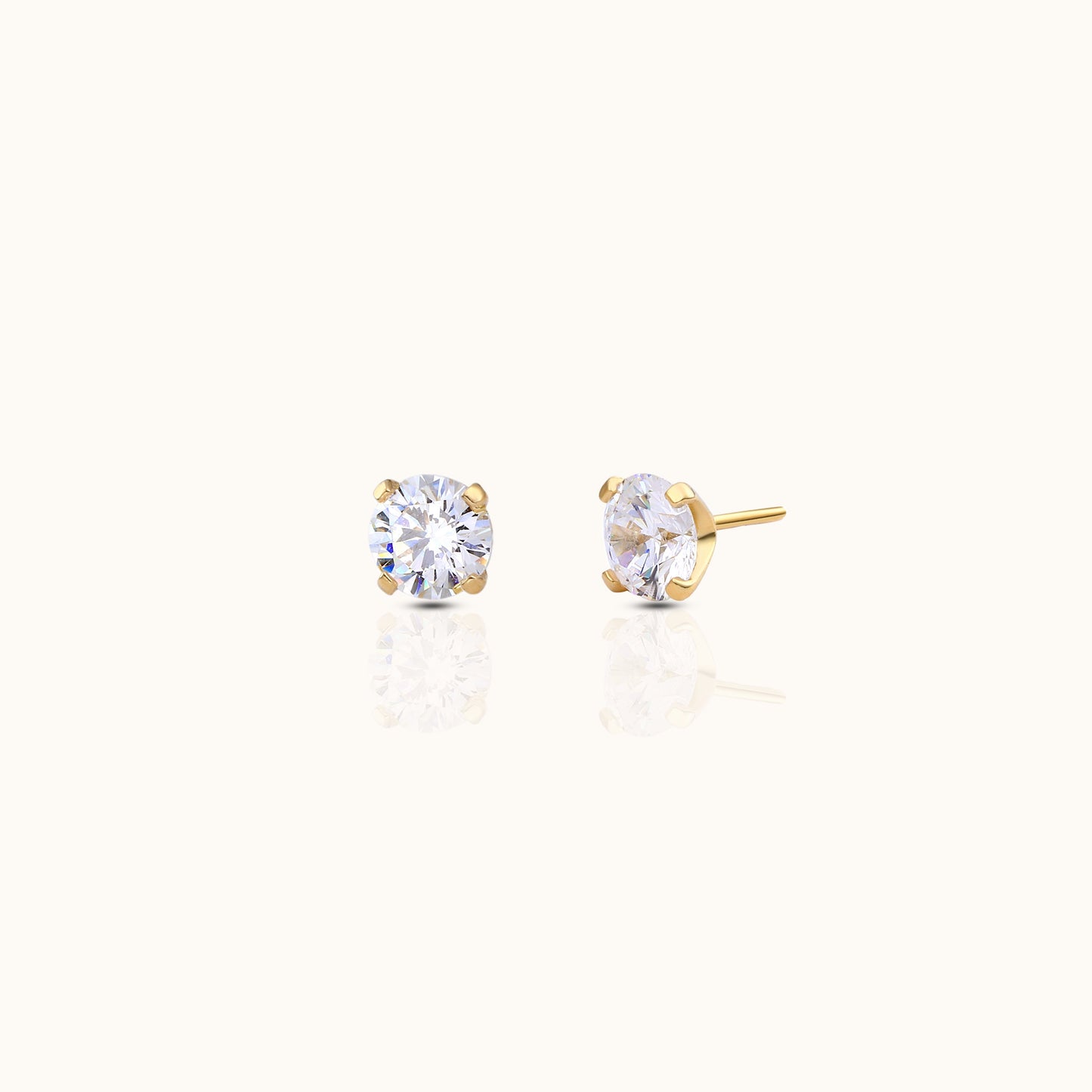 14K Solid Gold 2mm White CZ Threadless Labret Flat Back Earring