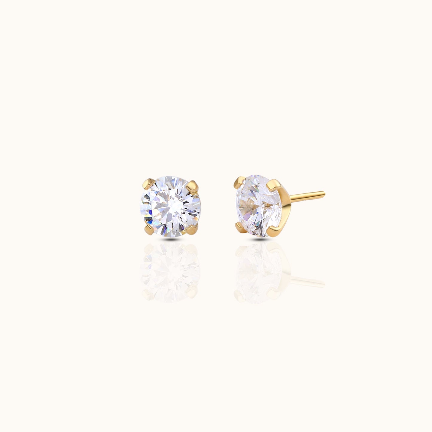 14K Solid Gold 3mm White CZ Threadless Labret Flat Back Earring