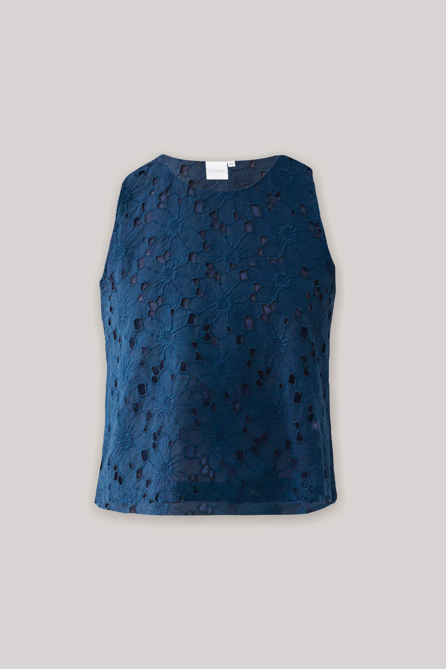 The Embroidered Button Back Top in Blue