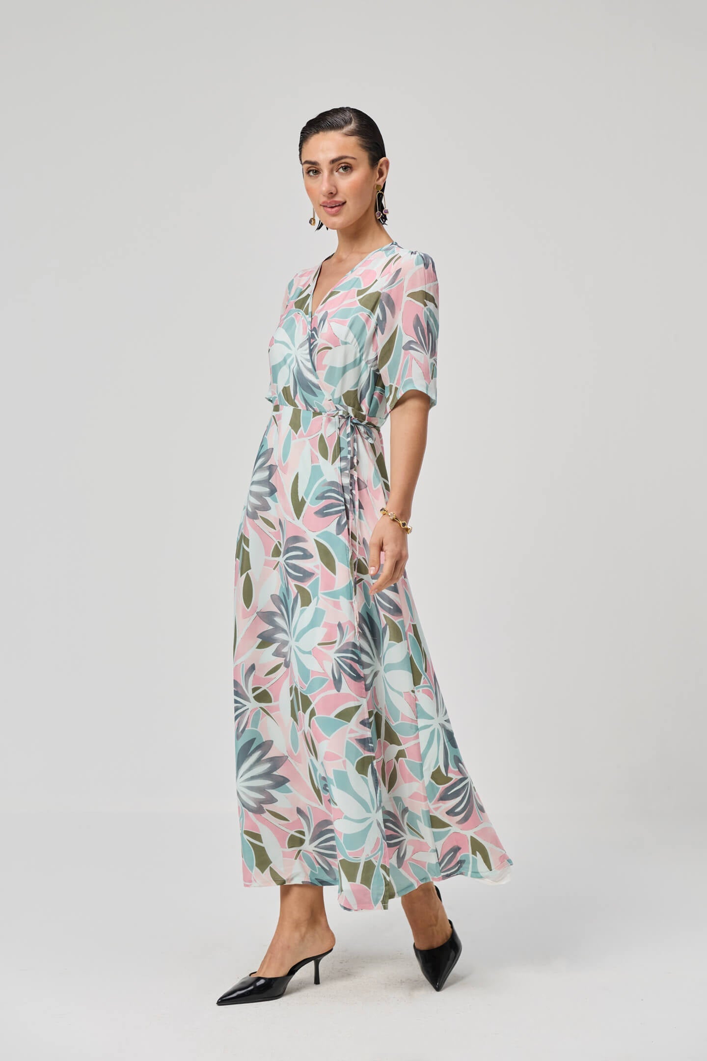 Maxi Wrap Dress in Multi Florals