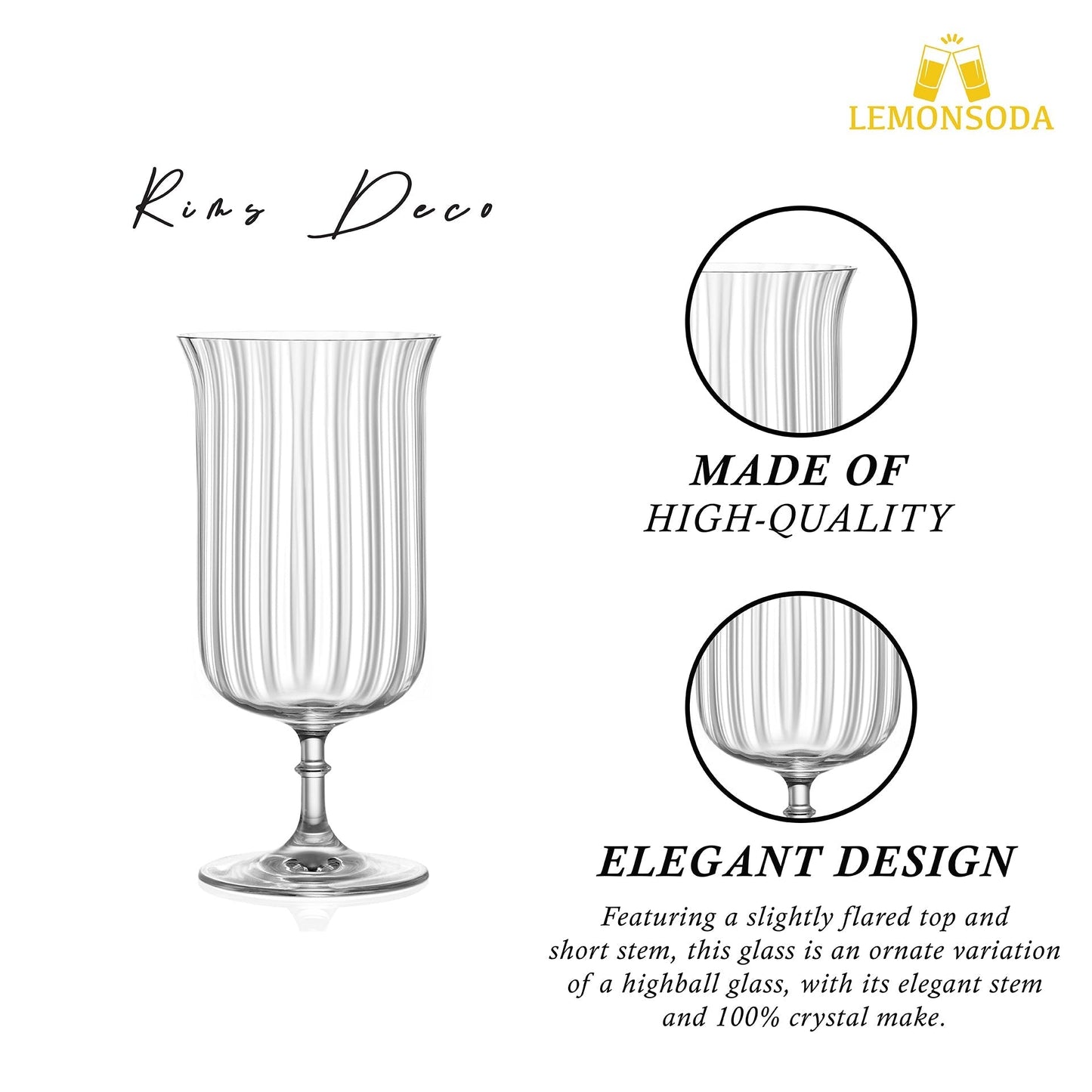 Rims Orient-Coupe Gin Sour/Long Island Ribbed Cocktail Glasses