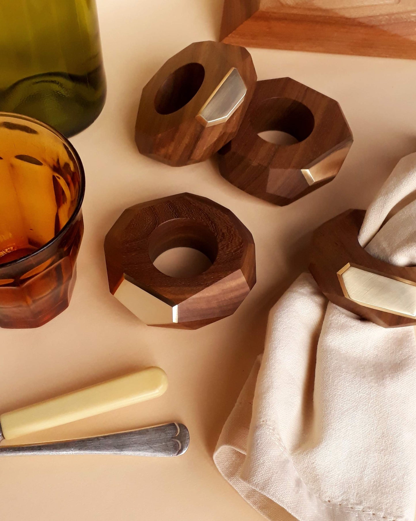 Dor+Kie Black Walnut and Brass Napkin Ring