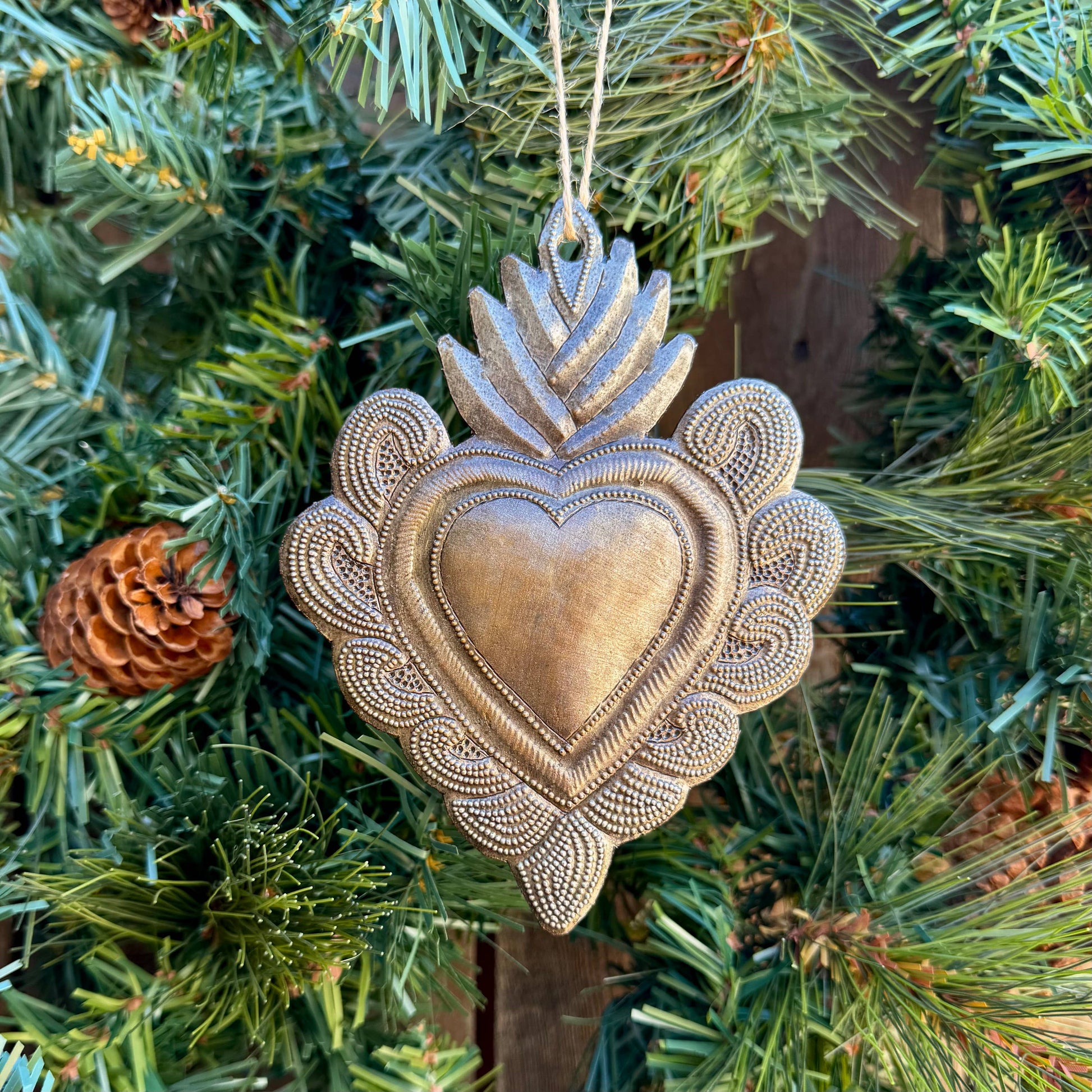 Sacred Heart, Wall Decor,Handmade Metal Haiti 5.75" x 4"