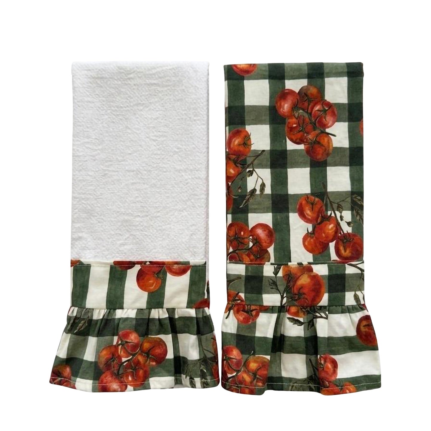 Tuscan Tomato Ruffled Kitchen Towels (Set of 2)