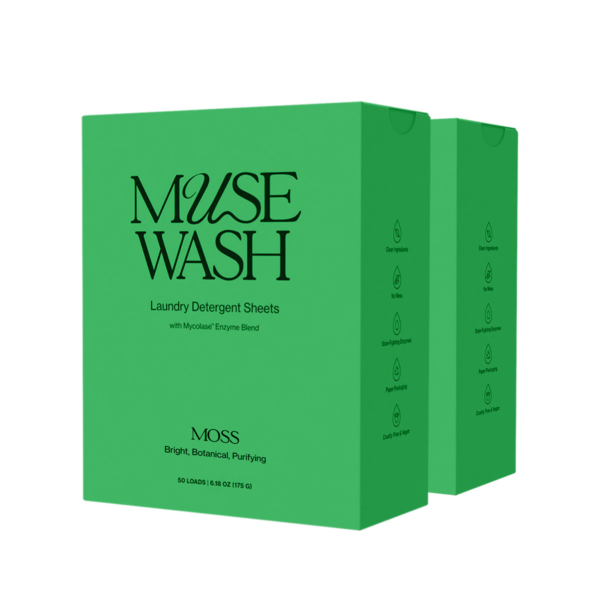 MUSEWASH Laundry Detergent Sheets, MOSS (100 Loads, 2 Boxes)