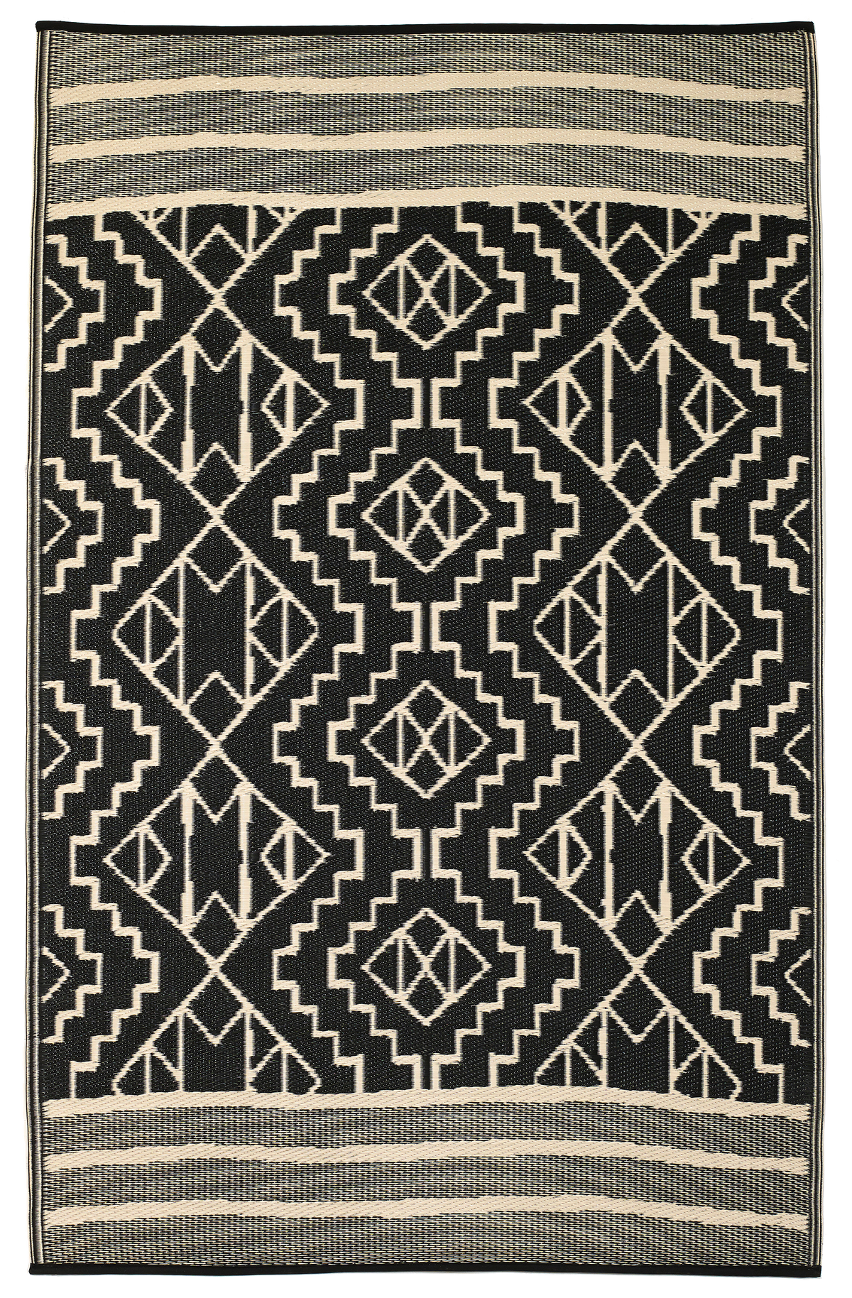 Kilimanjaro - Black Geometric Outdoor Rug for Patio FINAL SALE