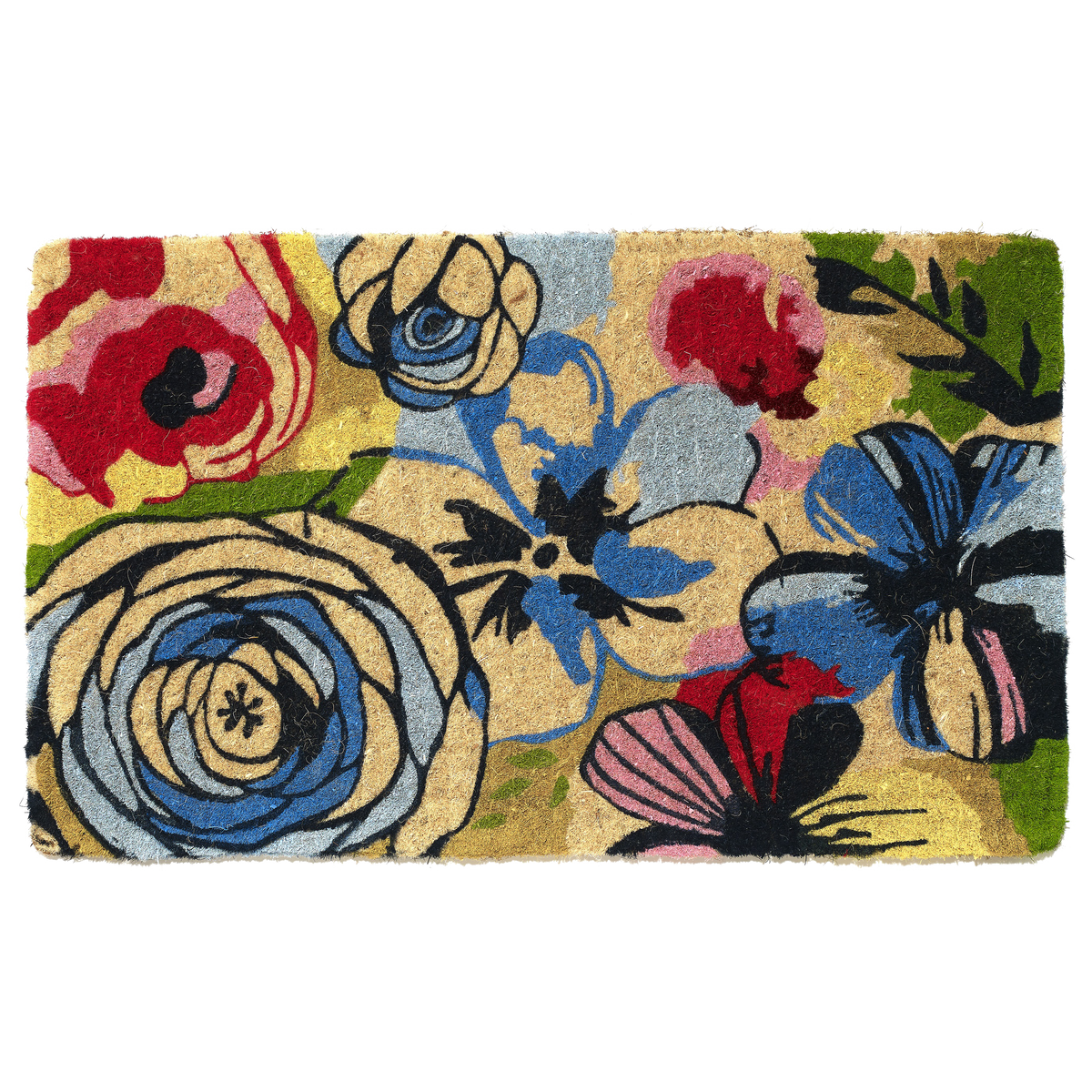 Watercolor Floral Coir Doormat