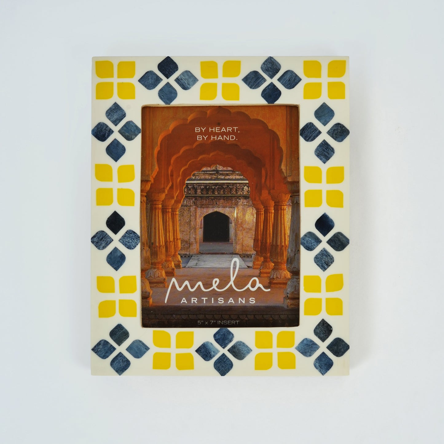 Marigold Floral Mosaic Bone Inlay Photo Frame 5x7
