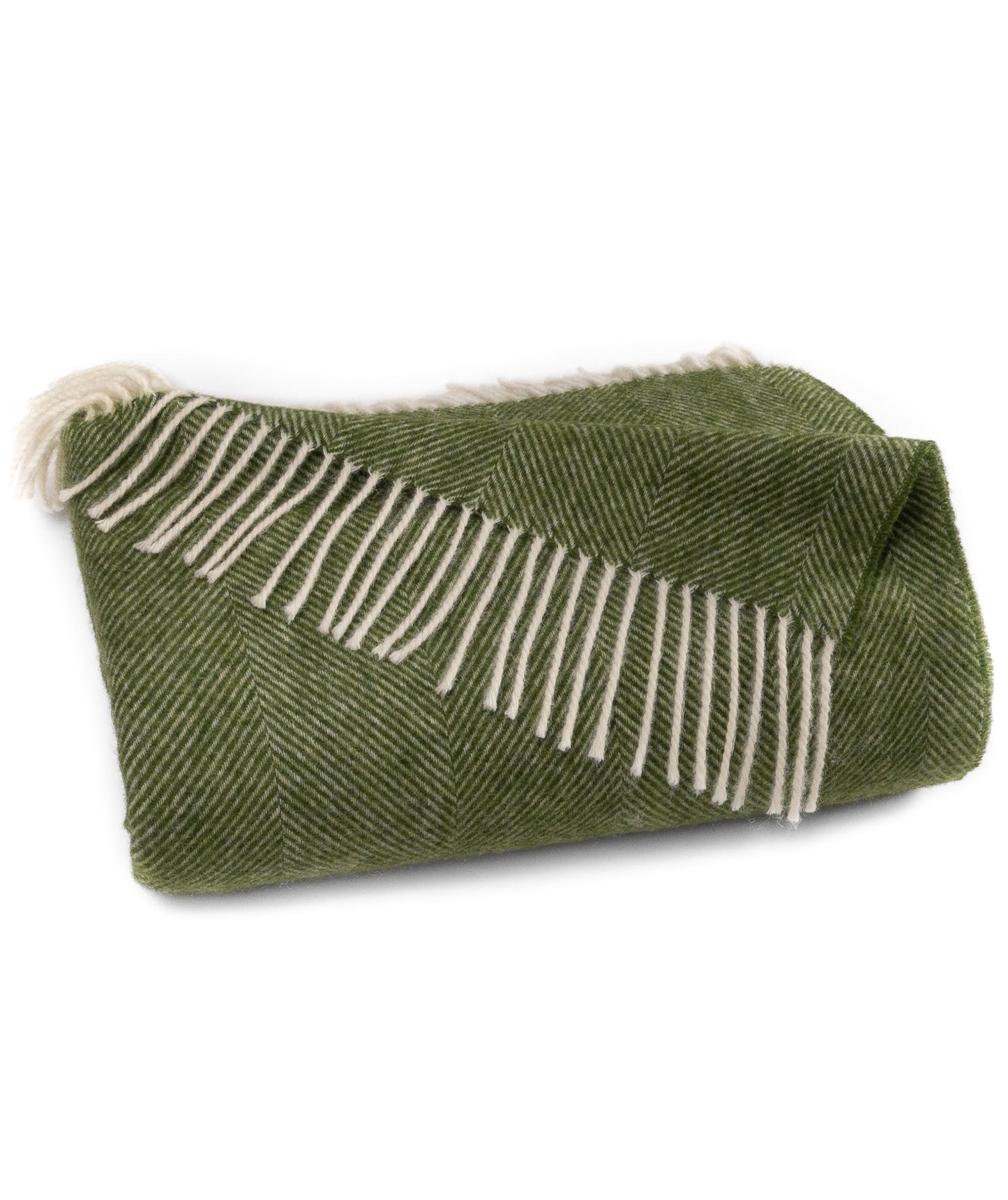 Southampton Home Shetland Lambswool Herringbone Throw – Evergreen