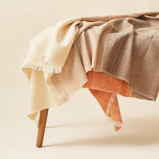 Chestnut Orange Cream Brown Color Block Handwoven Soft Merino Throw