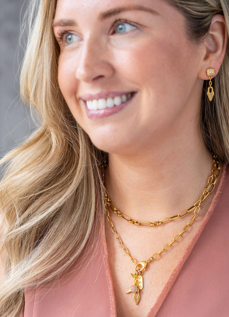 Peach Moonstone Talisman Drop Necklace