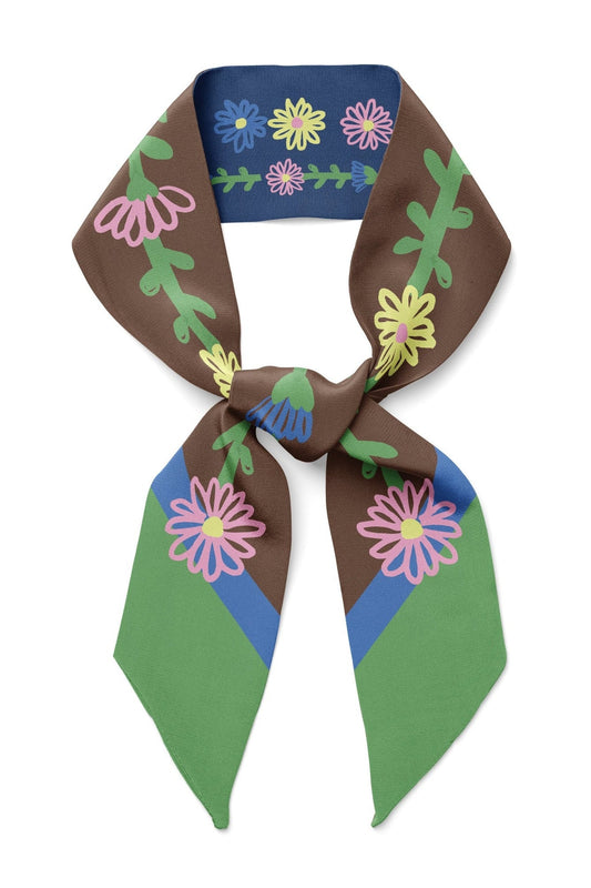 Tiny Flowers Twilly Ribbon Scarf
